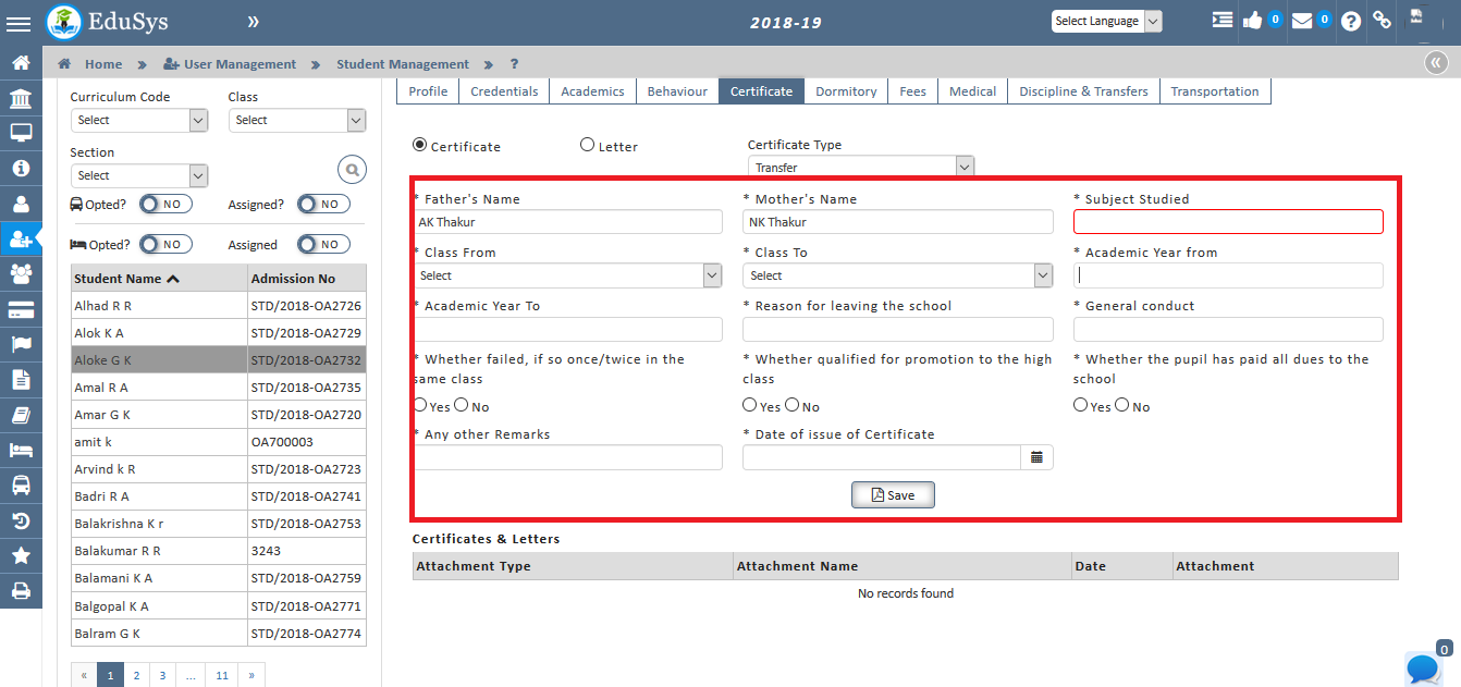 TC Certificate - How To Generate Transfer Certificate Online?