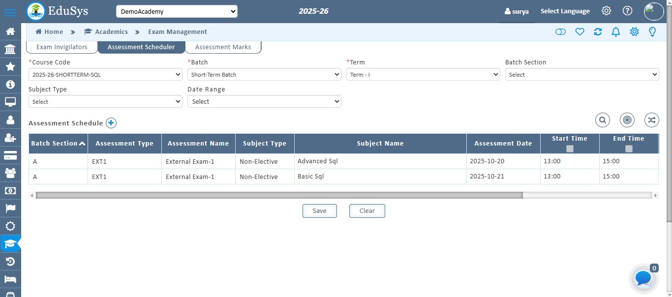 Coaching Institute Exam Management