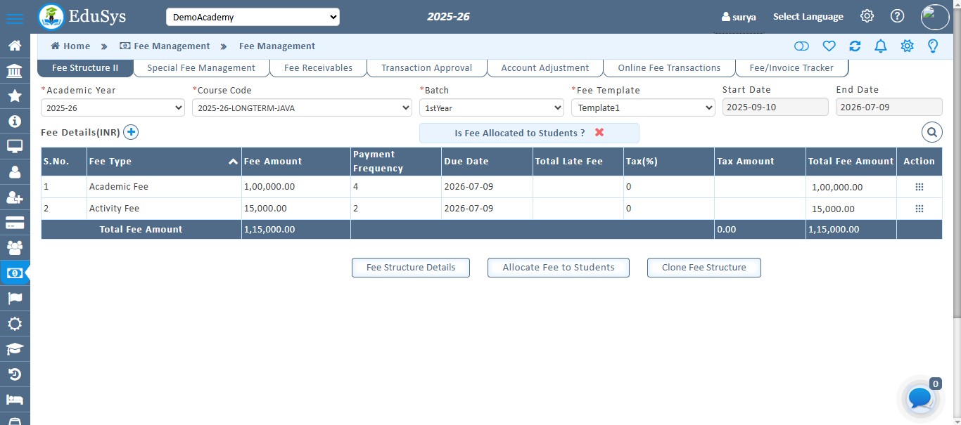 Coaching Institute Fee Management