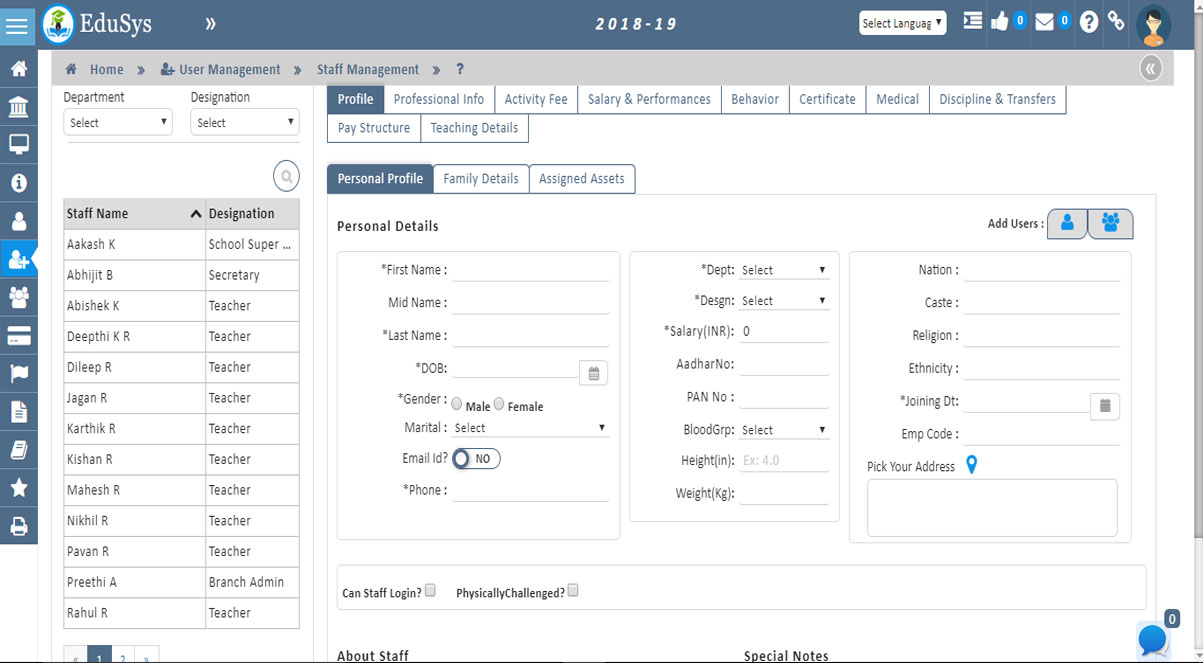 Staff Registration