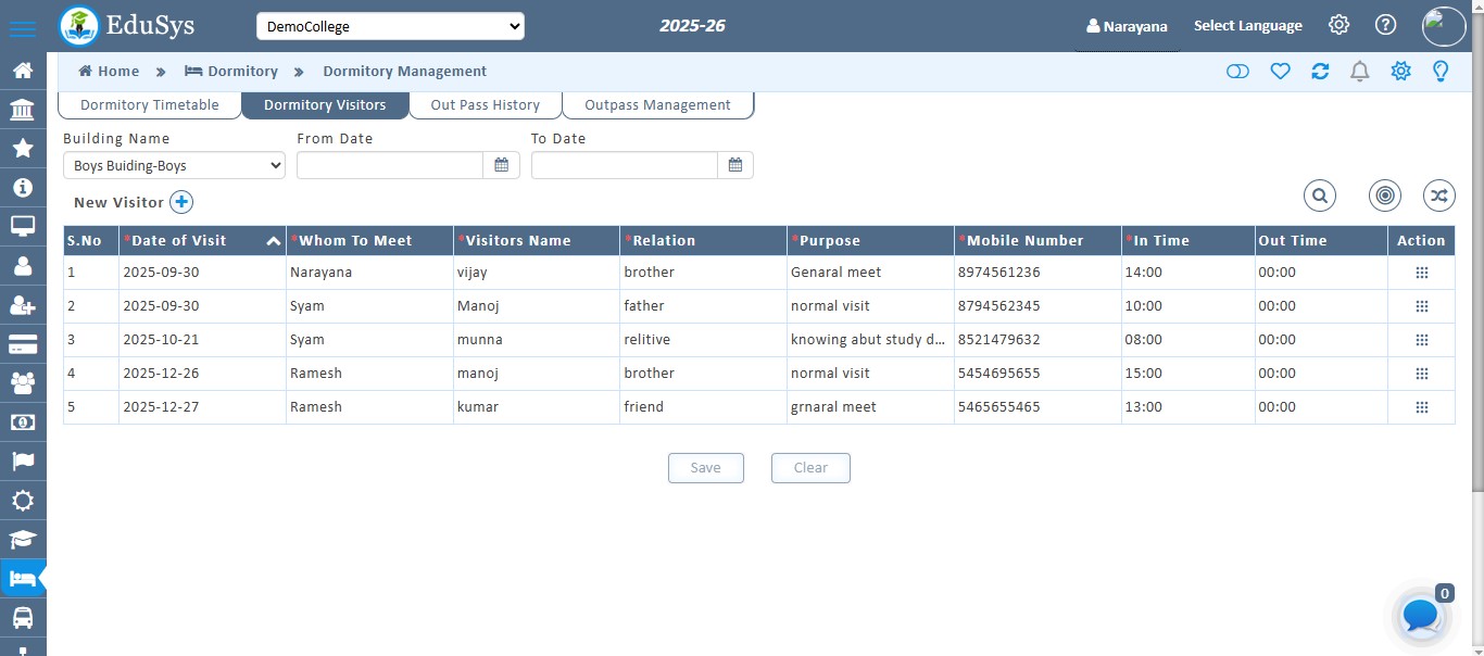 College Visitor Management