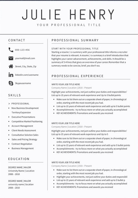 Teacher Resume Sample Template 1