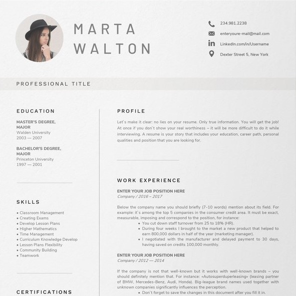 Teacher Resume Sample Template 4