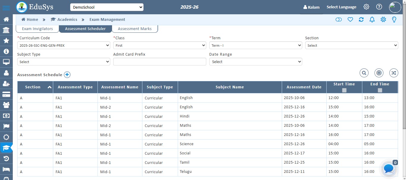 K12-School Assessment Management