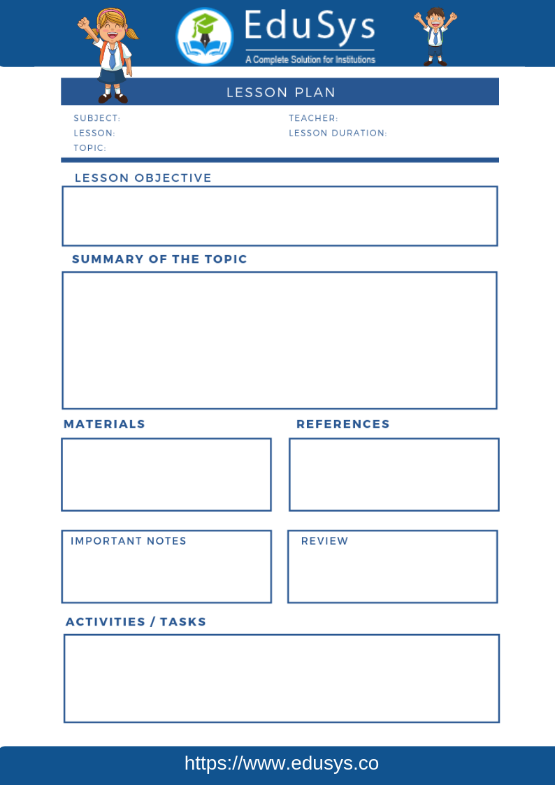 Teacher lesson planner sample template 1