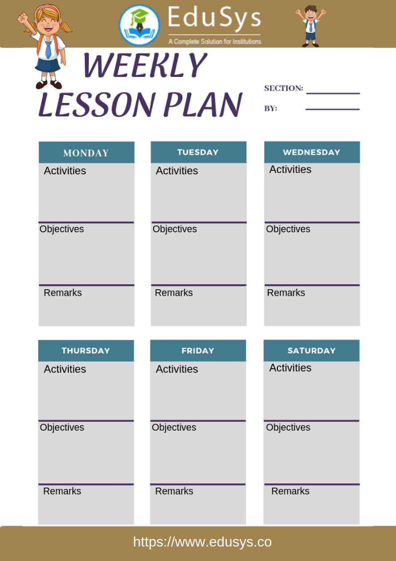 Teacher lesson planner sample template 3