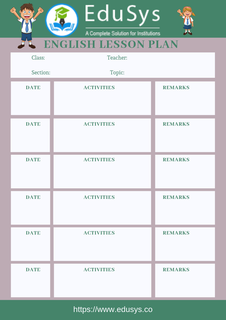 Teacher lesson planner sample template 4
