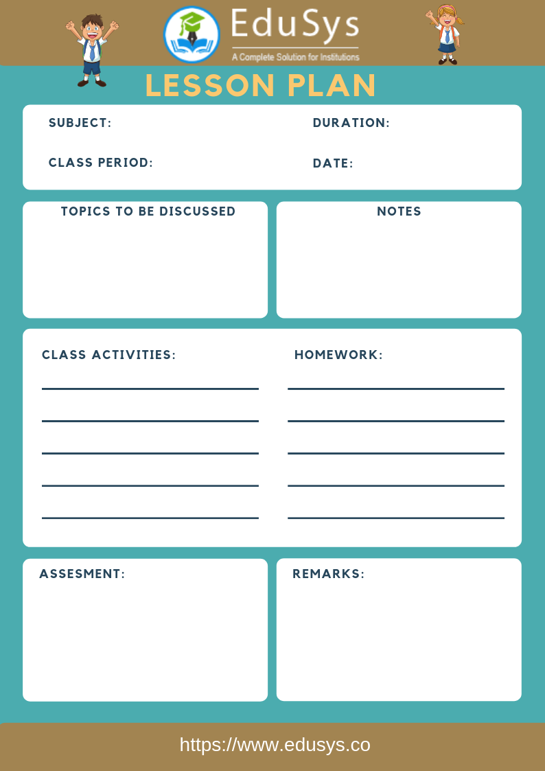 Teacher lesson planner sample template 6